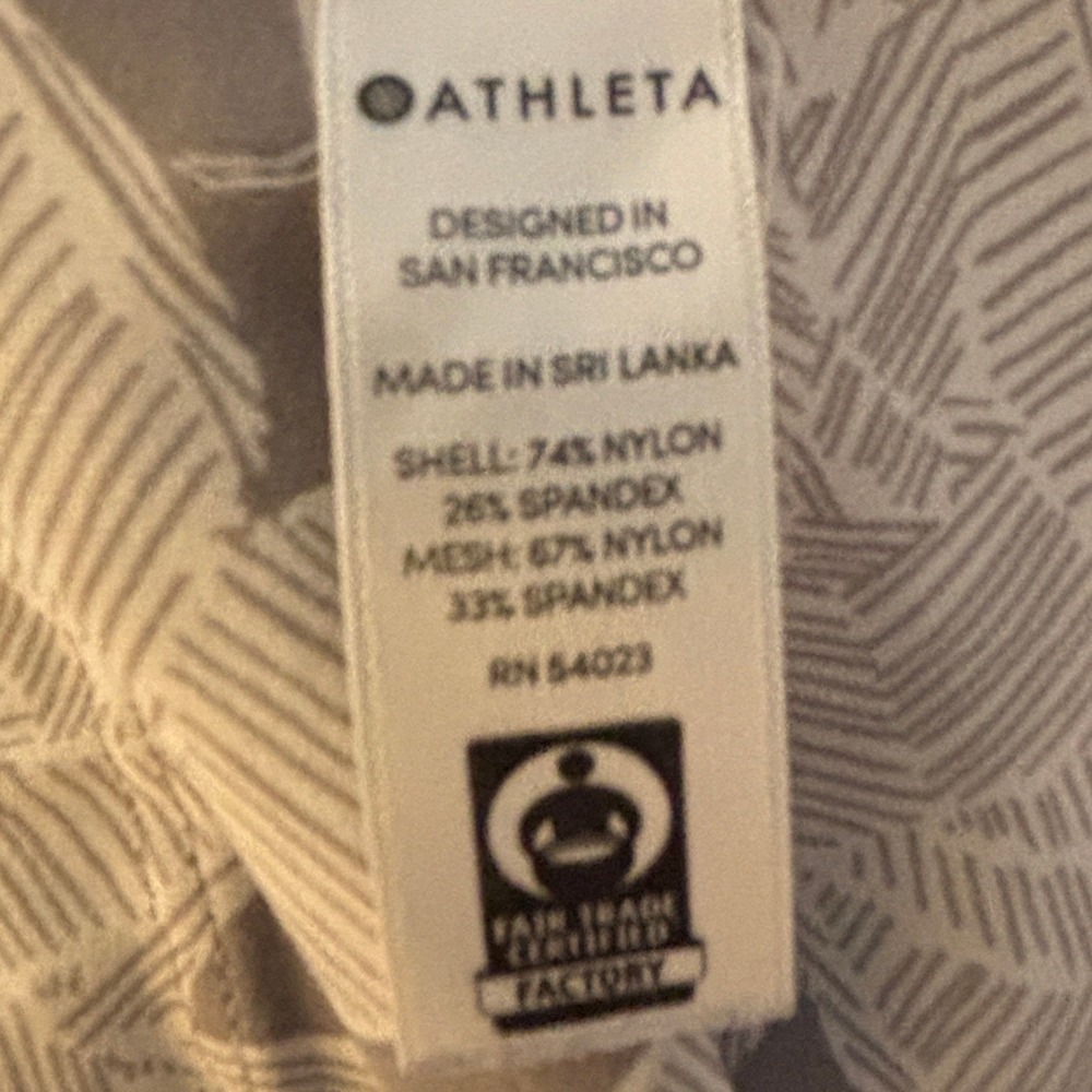 Athleta Leggings Womens L Gray White Abstract Print Side Pockets High Rise Yoga - Picture 5 of 7